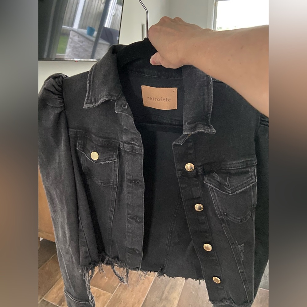 Black jean jacket waist length
